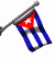 Cuban flag on a pole with blue and white stripes, red triangle, and white star; animated waving motion.