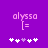 Pixelated purple background with pink text 'alyssa' and a smiley face, surrounded by white and light purple plus signs.