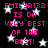 Pixelated pink text on black background with white stars, repeating 'EMILYR132 IS DA VERY BEST OF THE BEST!' in two