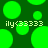 Green circular shapes float on a dark green background with repeated text 'ily<3333' in light green pixelated font.