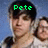 A pixelated image of a person with dark hair and light clothing, featuring green text overlays that change across frames.
