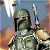 Static pixelated image of a Star Wars character in green armor with helmet, holding a blaster rifle against a desert sky background.