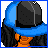 Pixelated character with orange skin and black hair in three sequential poses showing head, torso, and lower body views with blue checkered patterns on clothing.