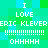 Pixelated text on a green and cyan background with repeated phrases 'I LOVE ERIC KLEVER' and 'OH HHHH'