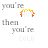 Animated icon set with multiple states showing text changes and color variations of 'you're then you're' phrases in different styles.