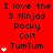 Red background with black text listing 'I love the 3 Ninjas Rocky Colt TumTum' and white star symbols in a pattern