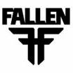 Black and white static icon featuring bold uppercase text "FALLEN" above a stylized geometric logo with sharp angular shapes forming an abstract design.