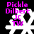 Four identical pixelated icons with white snowflake-like figures on black background, each featuring purple text 'Pickle Dilbert JC TW' above the figure.