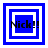 Four blue and white square frames with 'Nick!!' text in black pixelated font, each frame showing different white border configurations.