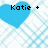 Blue heart-shaped icons with pixelated text over a light blue and white checkered background, showing static content.