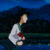 Animated sequence of a character in traditional clothing running across a dark landscape with blue sky and mountains.