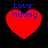 Four red heart-shaped icons with blue text "Love Maddy" on black background, each with distinct pixelated heart outlines.
