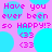 Pixelated text and cyan circles on a pink background repeat in a pattern with no visible motion changes