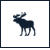 Animated sequence showing a dark blue moose silhouette on white background, followed by partial text 'abercrombie' in serif font with visible pixelation.