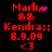 Red pixelated text on black background shows 'Mark, & Kendra:: 8.9.09 <3' with animated pink heart and starburst symbols replacing each other.