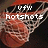 A basketball hoop with a net and a basketball in the net, overlaid with pixelated text in four distinct configurations.