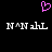 A black background features a pink pixelated heart above two identical white text strings with gray noise artifacts.