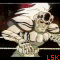 Animated sequence of a skeletal character with white hair and armor, performing actions against dark red backgrounds.