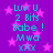 Pixelated cyan text on purple background with pink stars, repeating 'Luv U 2 Bits Babe! Mwa xxx' in two