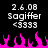 Pixelated text and pink flame shapes on a black background with identical left and right sections.