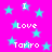Bright pink background with scattered cyan stars and repeated white text reading 'I Love Tariro' in pixelated font.