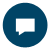 Circular blue icon with a white speech bubble symbol centered inside, rendered in pixelated style.