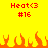 Yellow background with red text 'Heat<3 #16' and orange pixelated flames at the bottom.
