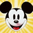 Pixelated Mickey Mouse head with black ears, white face, red mouth, and yellow sunburst background; adjacent red displays "my home boy" text with heart symbols