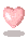 Pixelated pink heart with white sparkles, displayed in a of identical frames on gray background