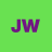 Green background with purple 'JW' text in pixelated font, no additional elements or motion.