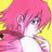 Pixelated anime-style contact sheet showing two frames of an animated buddy icon with a pink-haired character and text elements on black background.