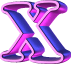 Two identical stylized X letters with gradient pink and blue coloring, outlined in bright neon pink against a gray background.