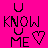 Pixelated black text and heart symbol on solid bright pink background in a 48x48 buddy icon format.