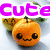 Animated orange fruit with kawaii face, green leaves, and pink text overlays reading 'Cutdumm' and '.emo'