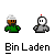 Pixel art buddy icon set with two characters: one in green shirt and white head covering, the other in gray shirt. Text labels include "Bin Laden" under each pair.