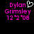 Pixelated text in bright pink and white on black background, with a heart symbol replacing the 'o' in Dylan.