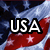 A static image with a pixelated American flag background displaying text fragments: USA, Life, Liberty, Pursuit Of Happiness.