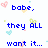 Pixelated blue text on white background with scattered pastel hearts and butterflies, reading 'babe. but only they ALL you can want it... have it... I <3 LOVE <3 YOU'