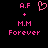 Pixelated pink text and a heart symbol on black background, with 'A.F' above '+' and 'M.M' below, and 'Forever' at the bottom.