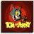 Pixelated Tom and Jerry cartoon characters in multiple poses with text elements on distinct backgrounds.