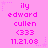 Pink background with repeated text and star motifs in a