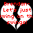 Two identical pixelated heart-shaped speech bubbles with red text on black background, each containing 'Brendan- Let's just swing on the swings!' in a retro font.