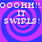 Pixelated text and spiral patterns in blue and purple hues with repeated 'OOOHH!!' and 'IT SWIRLS!' phrases.
