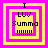Four identical square with layered borders display text: 'I', 'LUV', 'Summa', and '!!!!!!' in black pixelated font on yellow and pink backgrounds