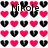 black and pink heart shapes with two text overlays reading 'Nikole' and 'Belamos' in pixelated font