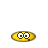 Yellow cartoon character with large white eyes and black pupils in various poses including oval, circular, banana-shaped, and multiple states of a brown rocky explosion.
