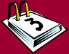 Three of a calendar icon showing countdown numbers 3, 2, and 1 with yellow rings on red background