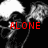 Black-and-white skeletal figure with glowing white eyes and red text 'ALONE' overlaid in three positions across the image.