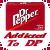 Red square icon with white border containing stylized 'Dr Pepper' text and red swoosh, below which are pixelated script-style words in red.