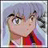 Pixelated static image of an anime-style character with light purple hair, large green eyes, and a red outfit against a gradient background.
